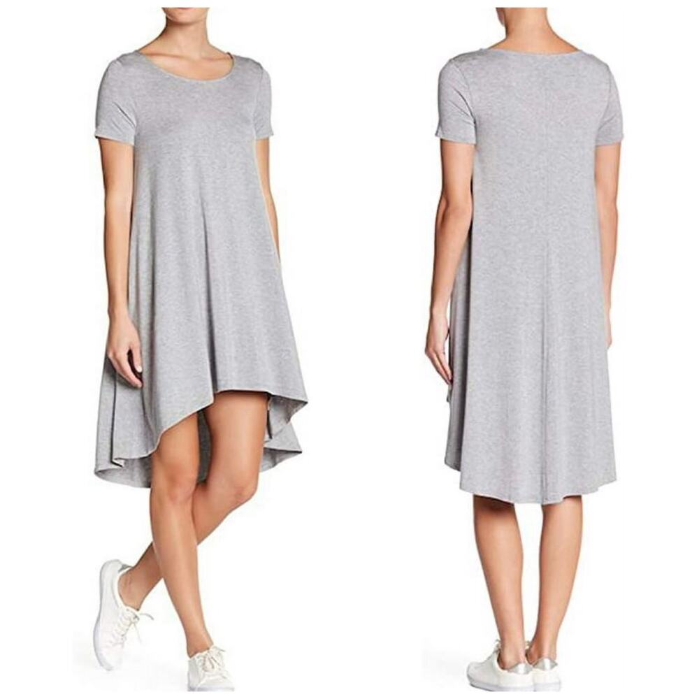 Philosophy Mist Gray Hi-Low Trapeze T-Shirt Dress NWT L Casual Loungewear